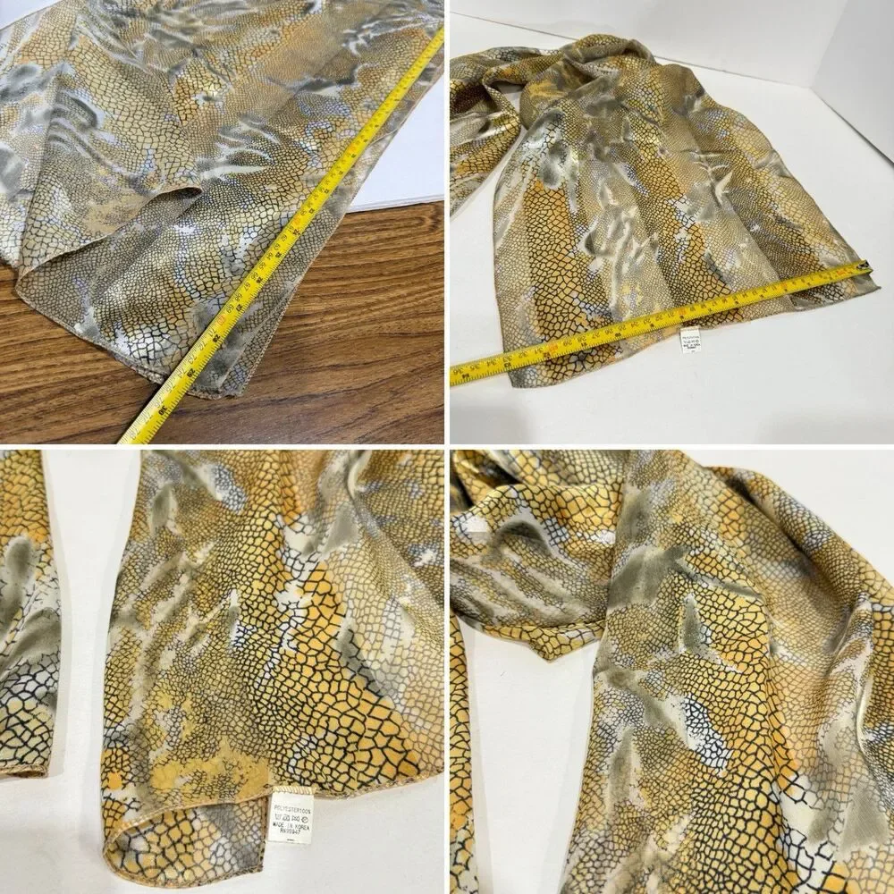 Women’s Snake Print Scarf Sheer Lightweight Gold Black Gray Animal Print Wrap
